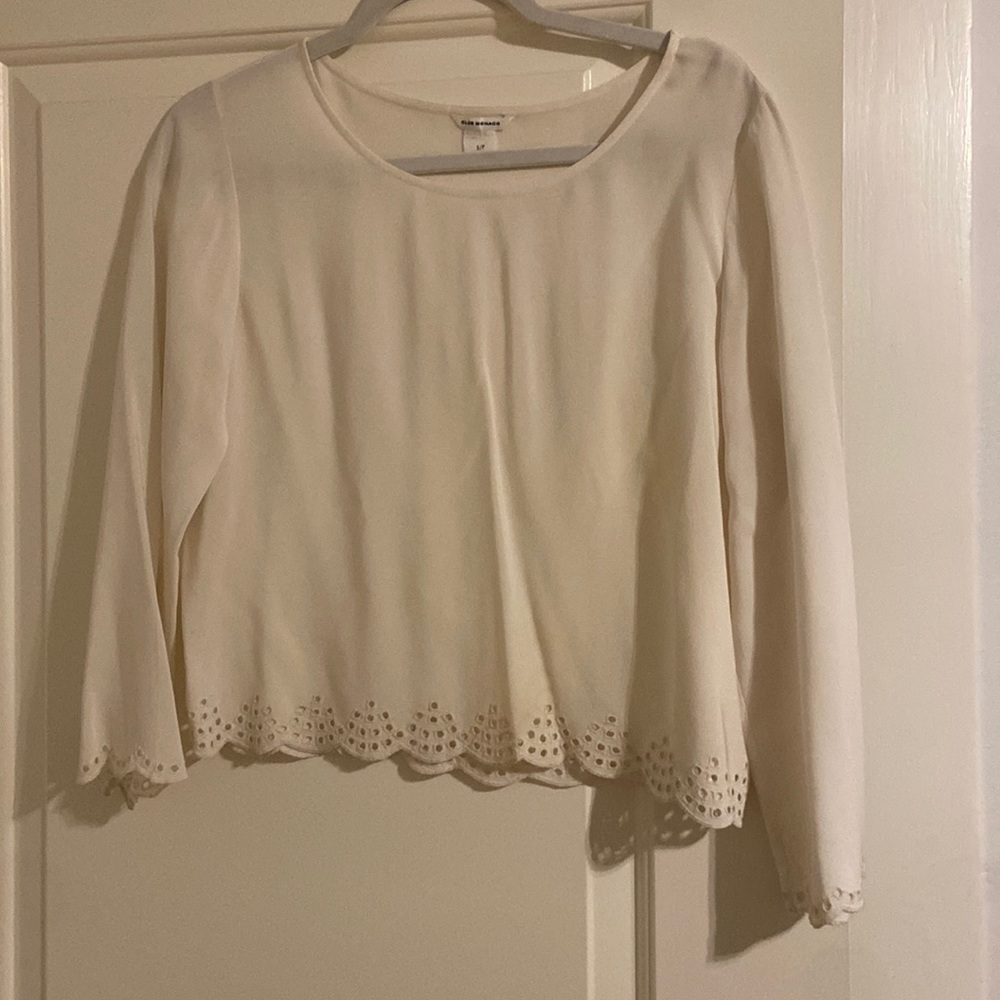 Club Monaco silk scalloped crop top